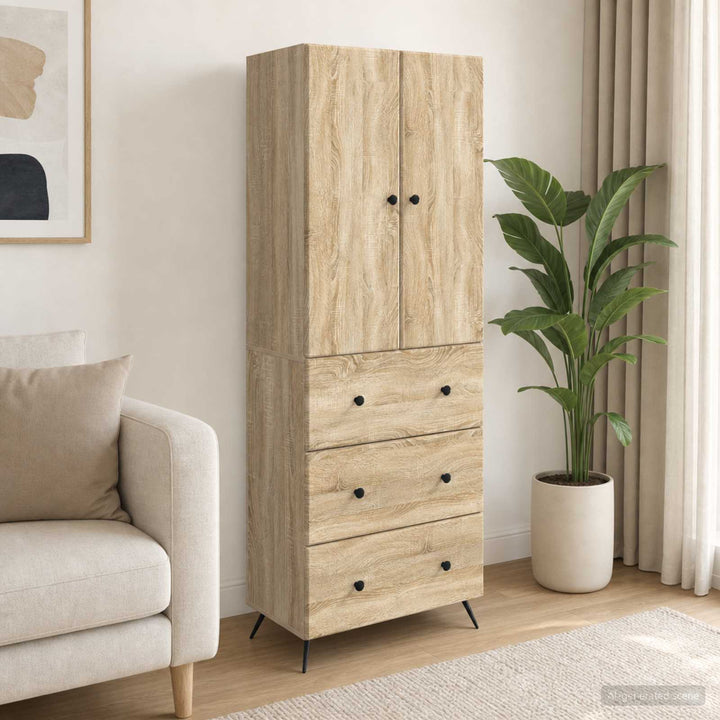 Skab Sæt 2 pcs Sonoma-eg 66 x 34,5 x 90 cm Konstrueret træ