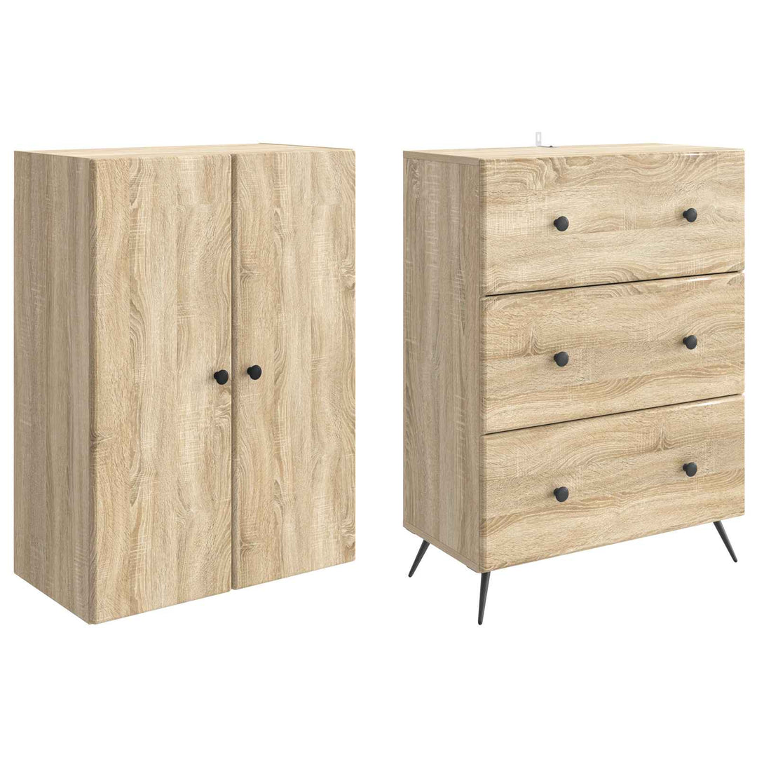 Skab Sæt 2 pcs Sonoma-eg 66 x 34,5 x 90 cm Konstrueret træ