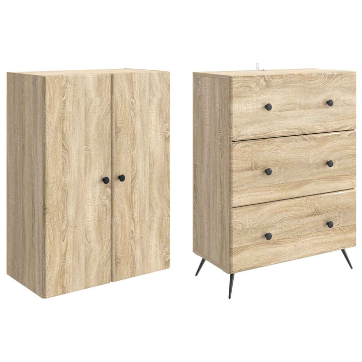 Skab Sæt 2 pcs Sonoma-eg 66 x 34,5 x 90 cm Konstrueret træ