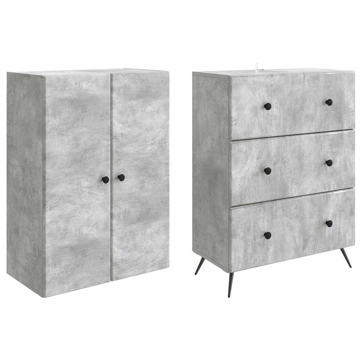 Skab Sæt 2 pcs Betongrå 66 x 34,5 x 90 cm Konstrueret træ