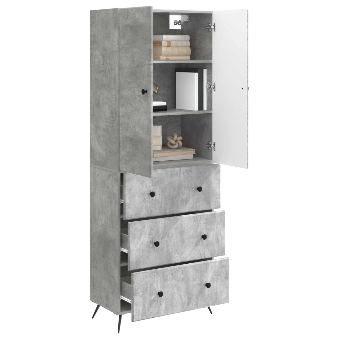 Skab Sæt 2 pcs Betongrå 66 x 34,5 x 90 cm Konstrueret træ