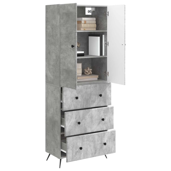 Skab Sæt 2 pcs Betongrå 66 x 34,5 x 90 cm Konstrueret træ