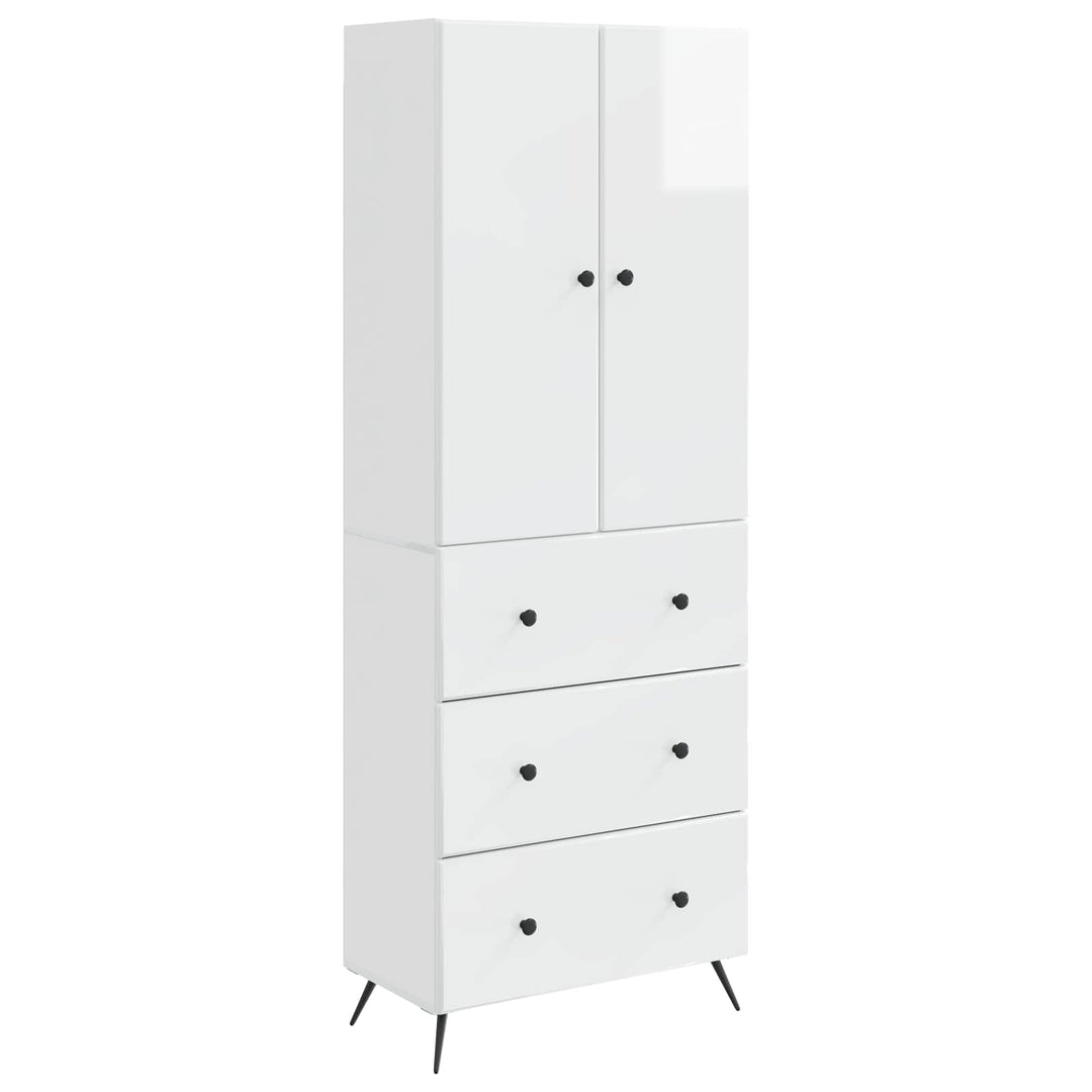 Skab Sæt 2 pcs Hvid højglans 66 x 34,5 x 90 cm Konstrueret træ