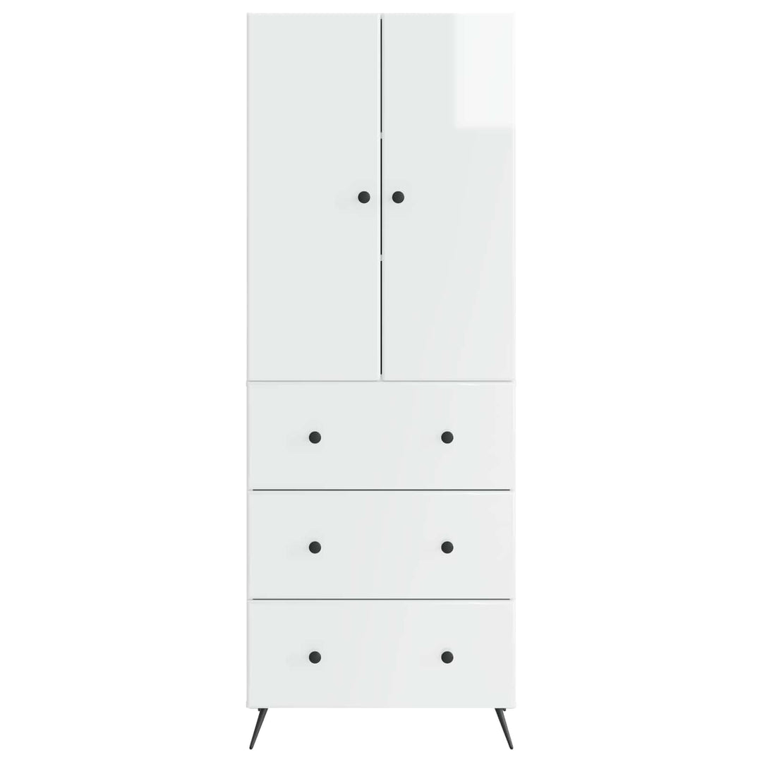 Skab Sæt 2 pcs Hvid højglans 66 x 34,5 x 90 cm Konstrueret træ
