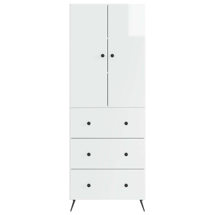 Skab Sæt 2 pcs Hvid højglans 66 x 34,5 x 90 cm Konstrueret træ