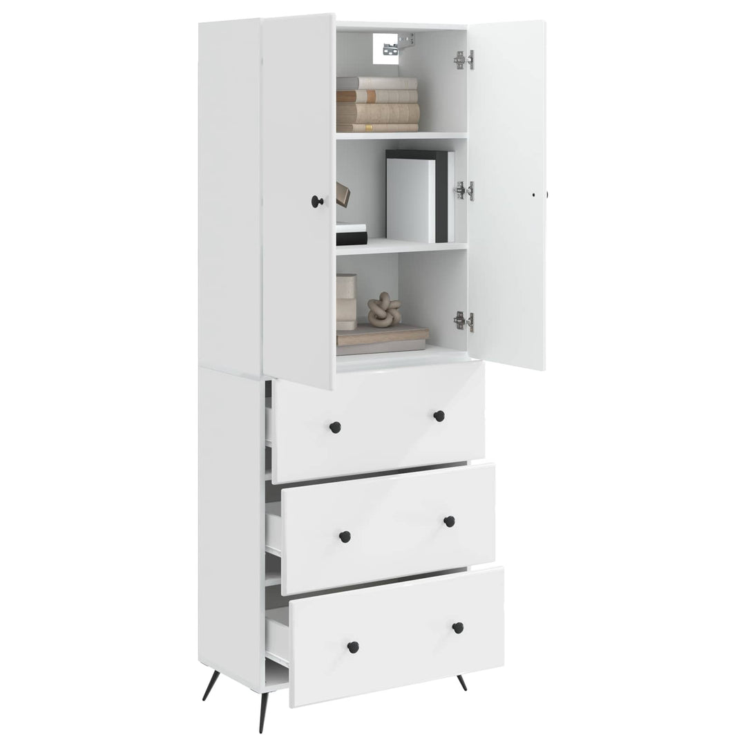 Skab Sæt 2 pcs Hvid højglans 66 x 34,5 x 90 cm Konstrueret træ