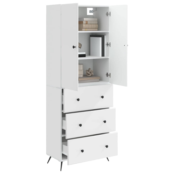 Skab Sæt 2 pcs Hvid højglans 66 x 34,5 x 90 cm Konstrueret træ