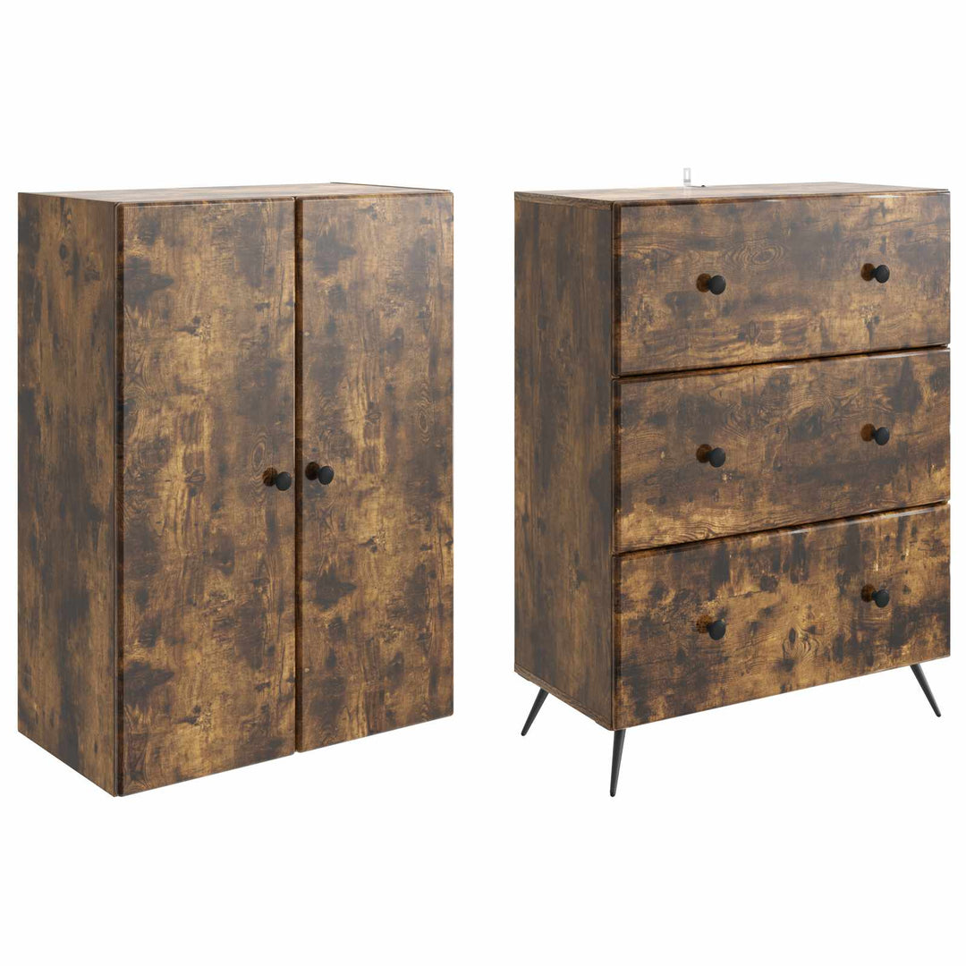 Skab Sæt 2 stk. 66 x 34,5 x 90 cm Konstrueret træ Røget eg