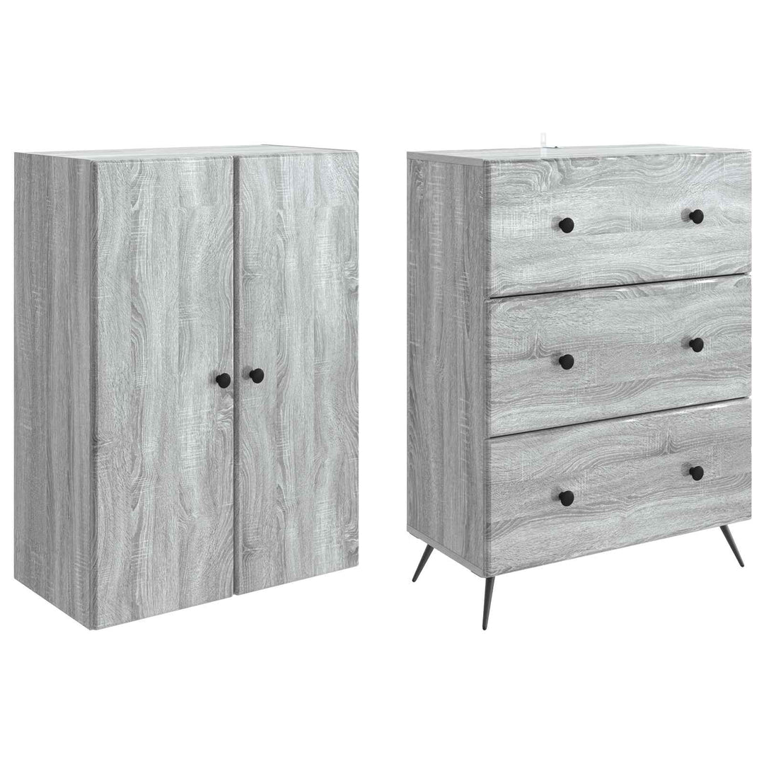 Skab Sæt 2 stk. 66 x 34,5 x 90 cm Konstrueret træ Grå Sonoma