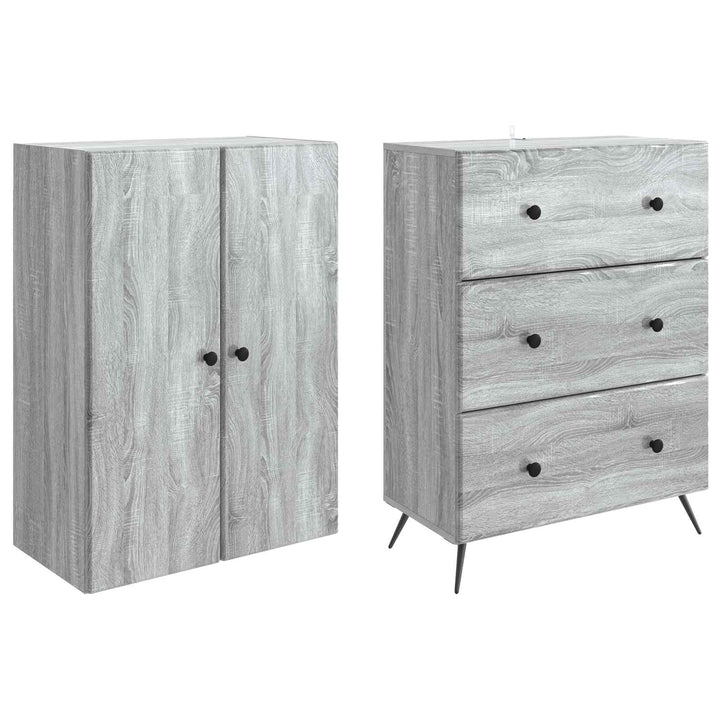 Skab Sæt 2 stk. 66 x 34,5 x 90 cm Konstrueret træ Grå Sonoma