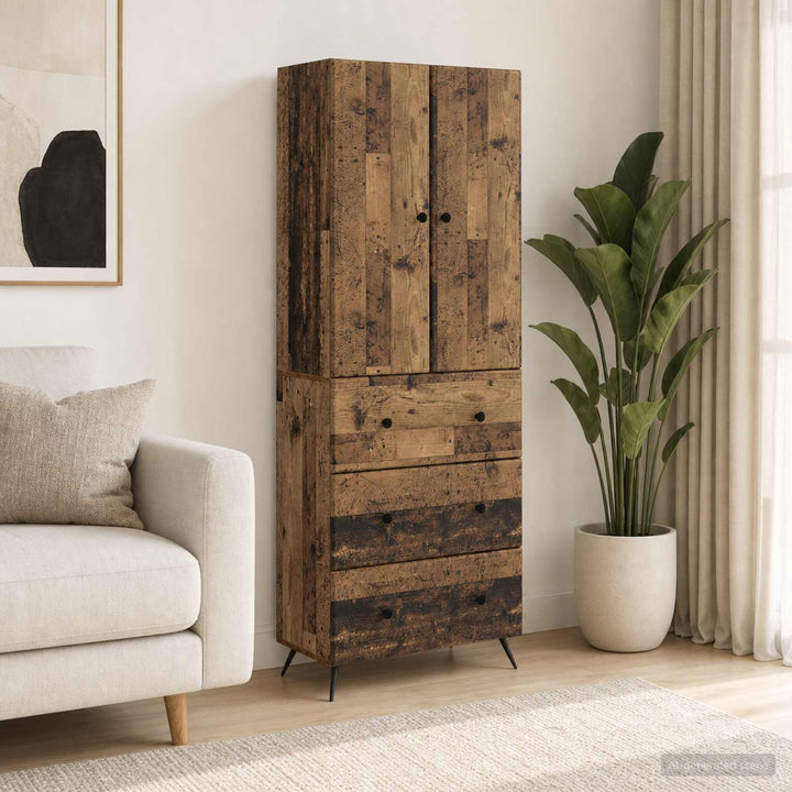 Skab Sæt 2 pcs Gammelt træ 66 x 34,5 x 90 cm Konstrueret træ