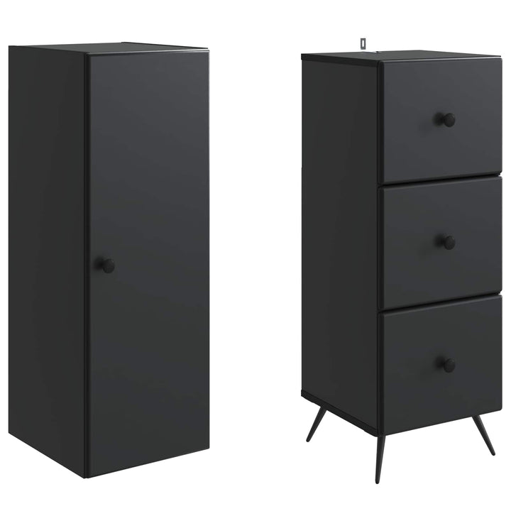 Skab Sæt 2 pcs Sort 34,5 x 34,5 x 90 cm Konstrueret træ