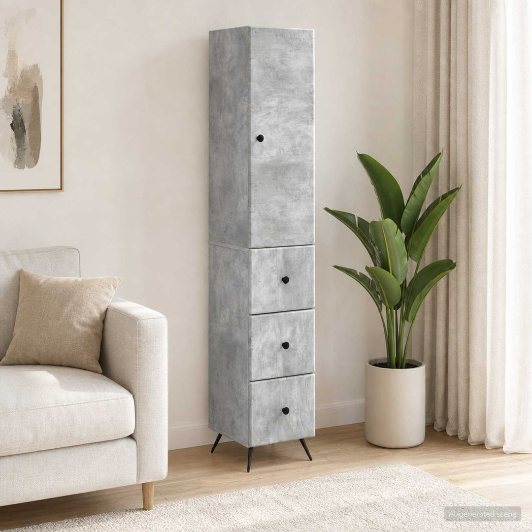Skab Sæt 2 pcs Betongrå 34,5 x 34,5 x 90 cm Konstrueret træ