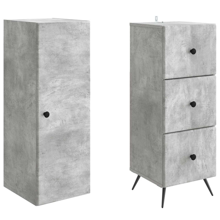 Skab Sæt 2 pcs Betongrå 34,5 x 34,5 x 90 cm Konstrueret træ