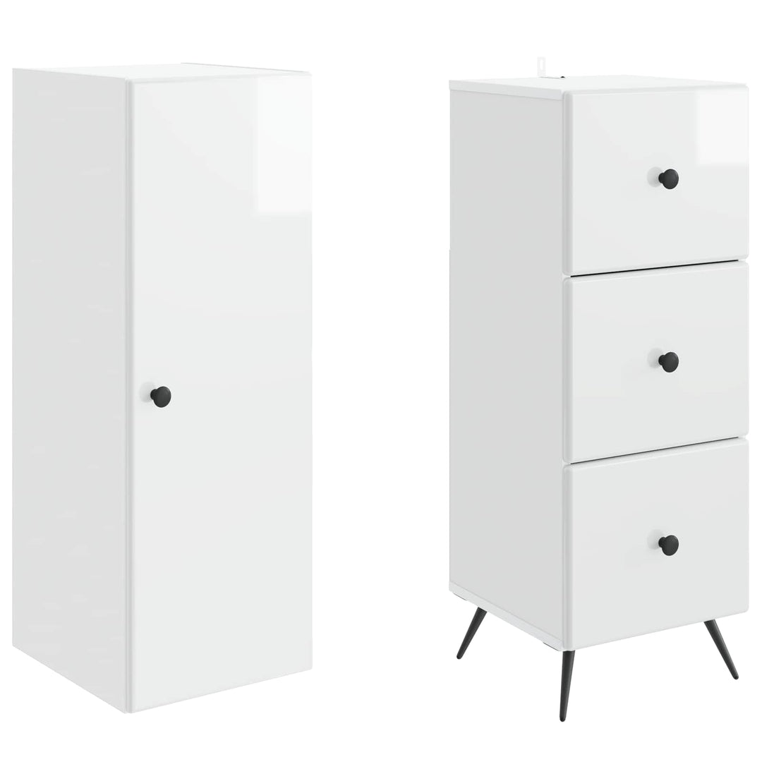 Skab Sæt 2 pcs Hvid højglans 34,5 x 34,5 x 90 cm