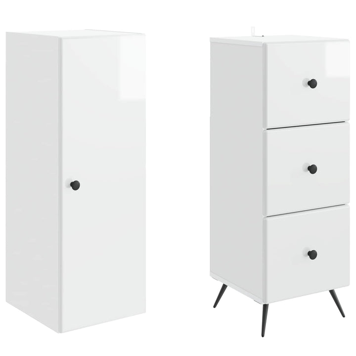 Skab Sæt 2 pcs Hvid højglans 34,5 x 34,5 x 90 cm