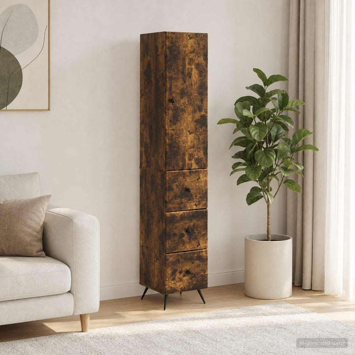 Skab Sæt 2 stk. 34,5 x 34,5 x 90 cm Konstrueret træ Røget eg