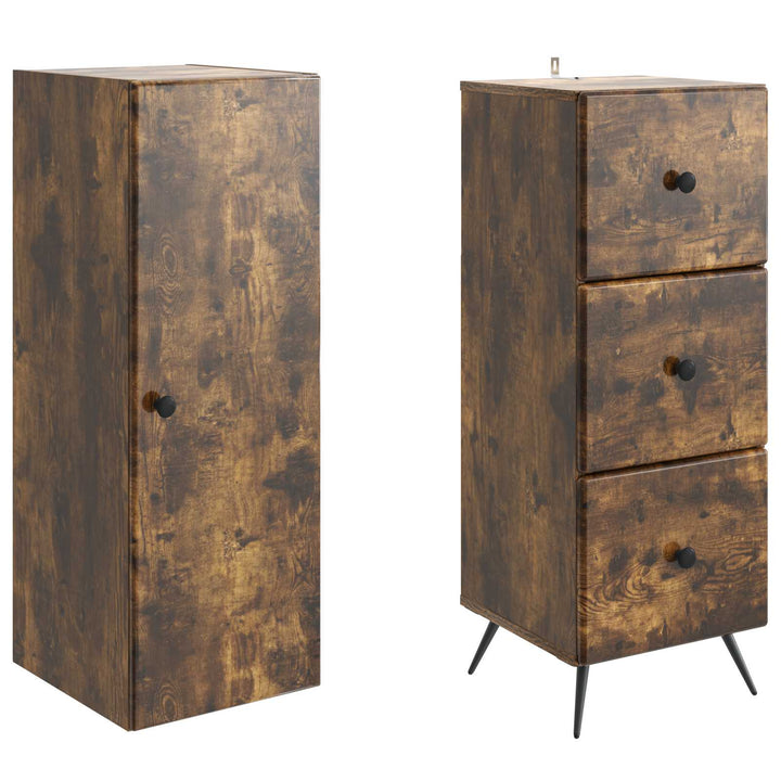 Skab Sæt 2 stk. 34,5 x 34,5 x 90 cm Konstrueret træ Røget eg