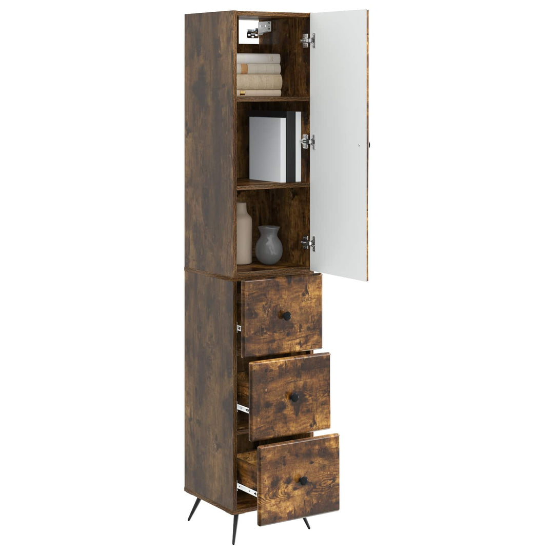 Skab Sæt 2 stk. 34,5 x 34,5 x 90 cm Konstrueret træ Røget eg
