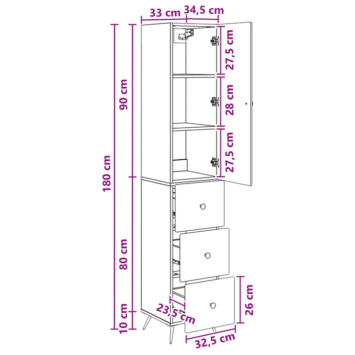 Skab Sæt 2 stk. 34,5 x 34,5 x 90 cm Konstrueret træ Røget eg