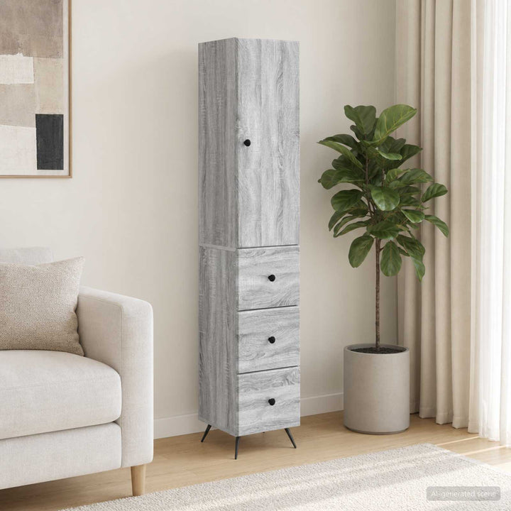 Skab Sæt 2 stk. 34,5 x 34,5 x 90 cm Konstrueret træ Grå Sonoma