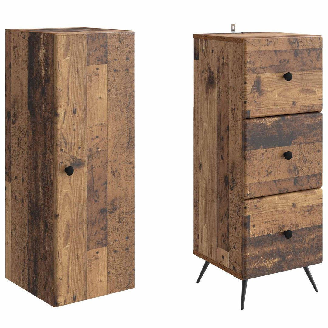 Skab Sæt 2 pcs Gammelt træ 34,5 x 34,5 x 90 cm Konstrueret træ