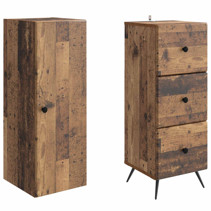Skab Sæt 2 pcs Gammelt træ 34,5 x 34,5 x 90 cm Konstrueret træ