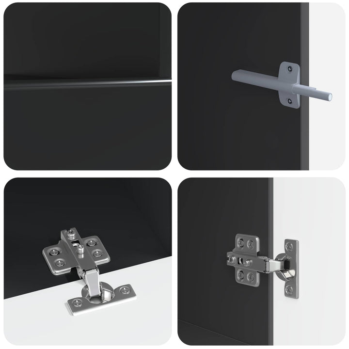 5-delt LED TV-skab Sort Konstrueret træ