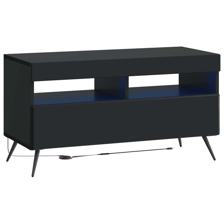 5-delt LED TV-skab Sort Konstrueret træ