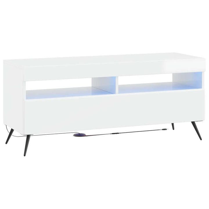 5-delt LED TV-skab Hvid højglans Konstrueret træ