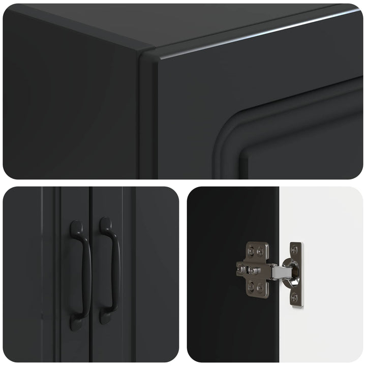 Skab Sæt 2 pcs Sort 66 x 34,5 x 87 cm Konstrueret træ