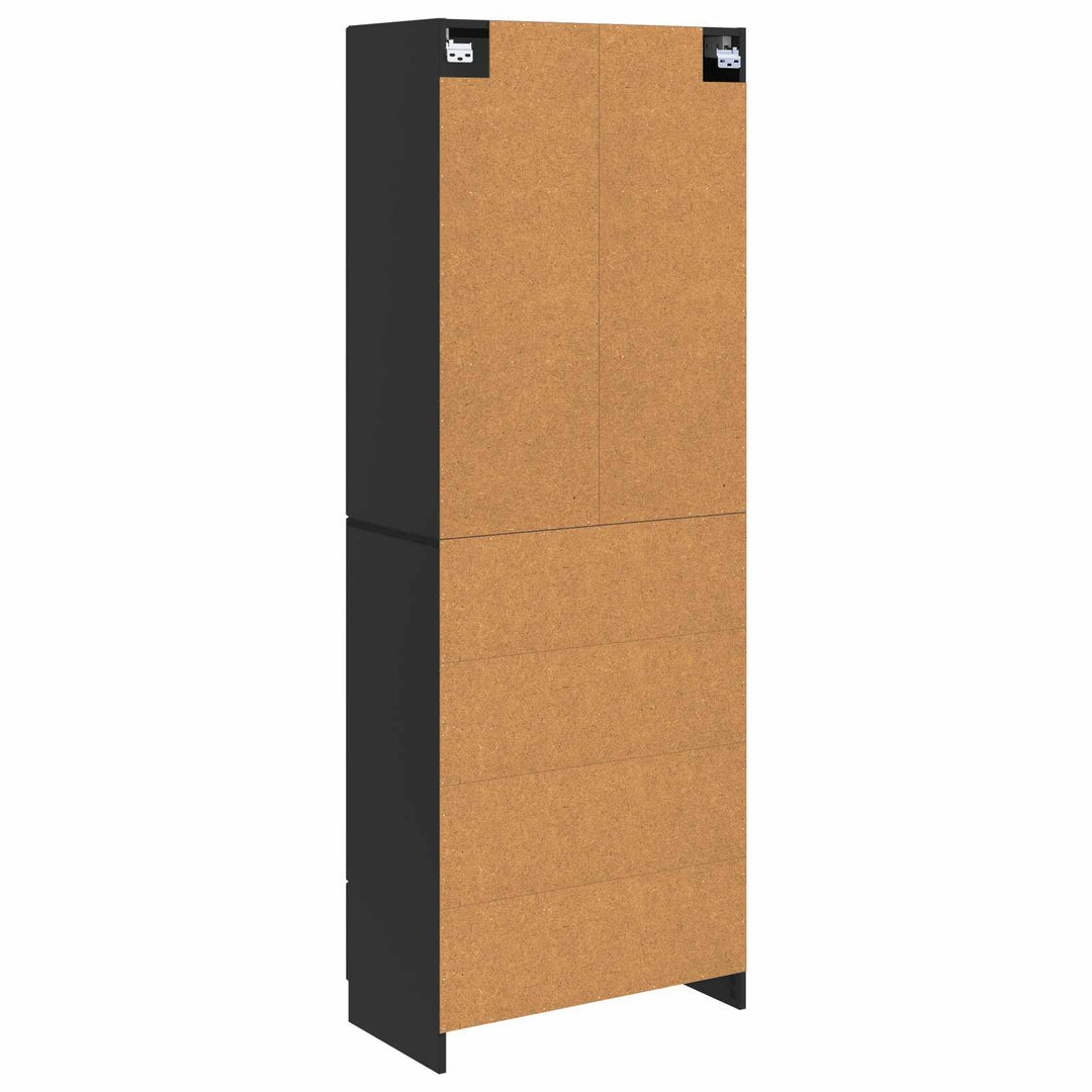Skab Sæt 2 pcs Sort 66 x 34,5 x 87 cm Konstrueret træ