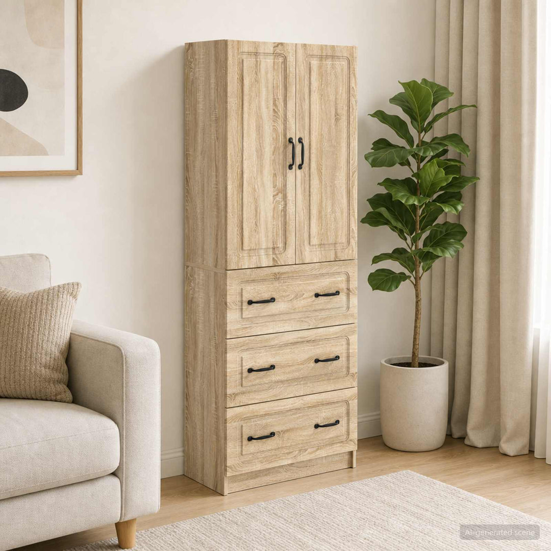 Skab Sæt 2 pcs Sonoma-eg 66 x 34,5 x 87 cm Konstrueret træ