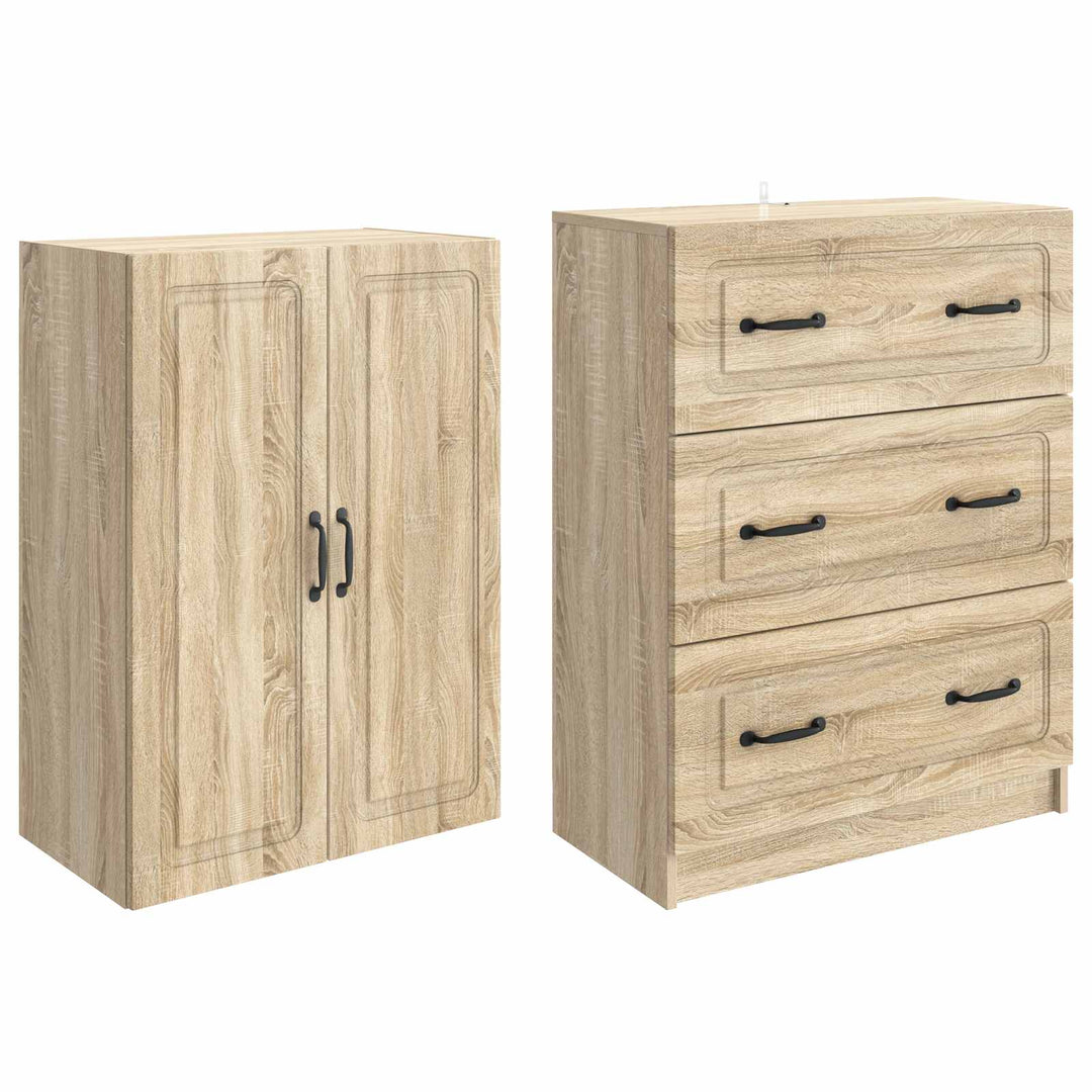 Skab Sæt 2 pcs Sonoma-eg 66 x 34,5 x 87 cm Konstrueret træ