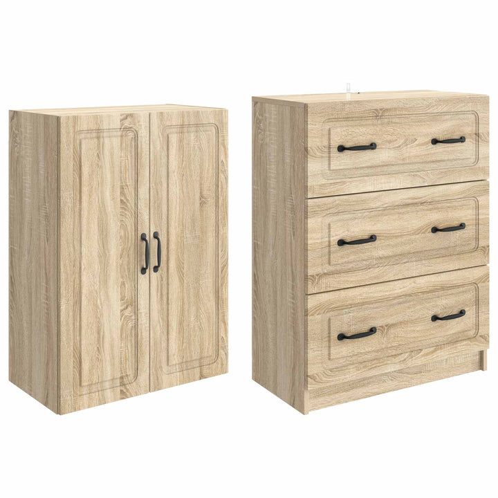 Skab Sæt 2 pcs Sonoma-eg 66 x 34,5 x 87 cm Konstrueret træ