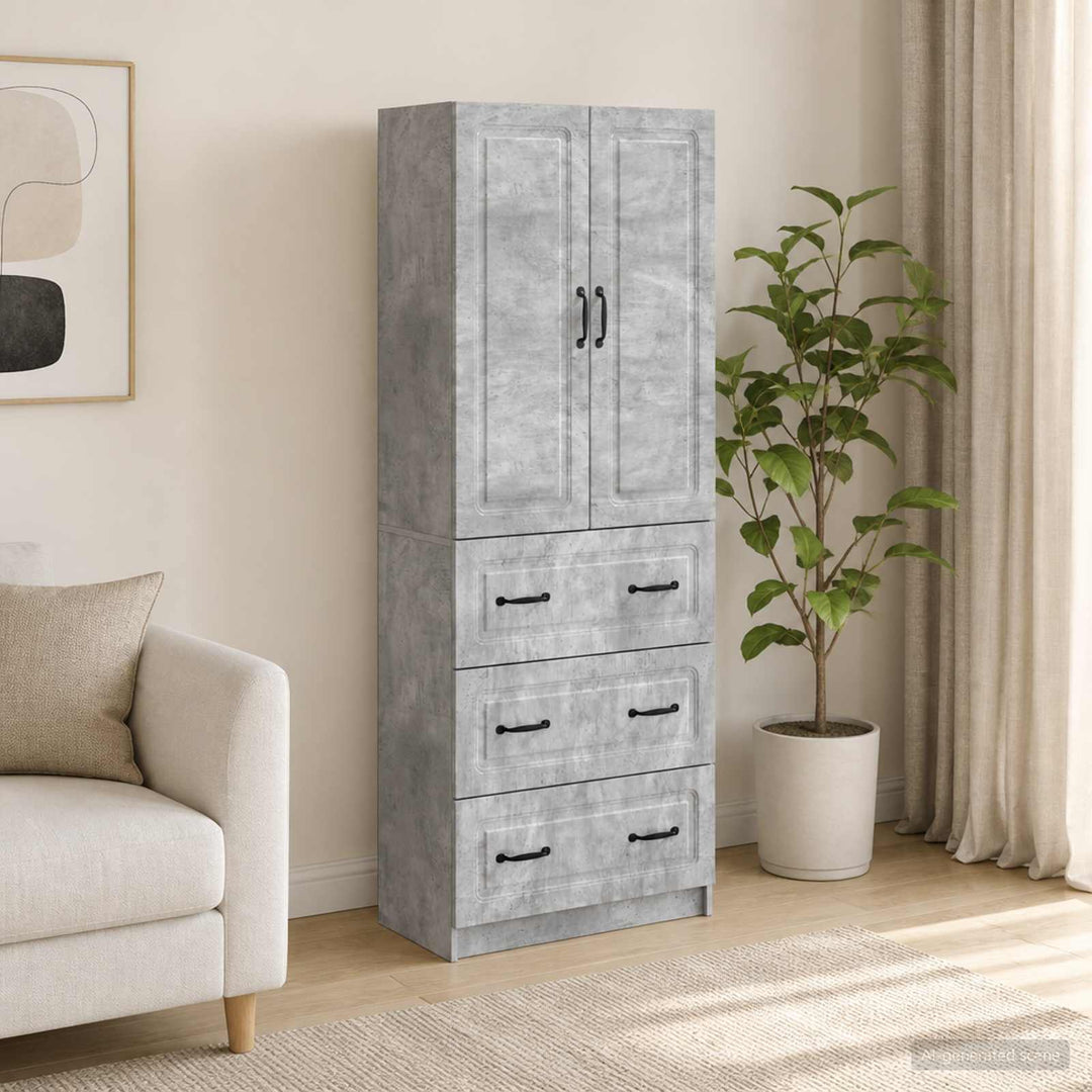 Skab Sæt 2 pcs Betongrå 66 x 34,5 x 87 cm Konstrueret træ