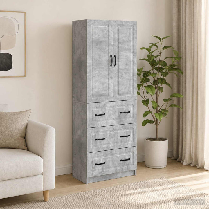 Skab Sæt 2 pcs Betongrå 66 x 34,5 x 87 cm Konstrueret træ