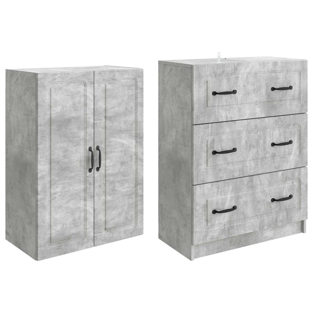 Skab Sæt 2 pcs Betongrå 66 x 34,5 x 87 cm Konstrueret træ