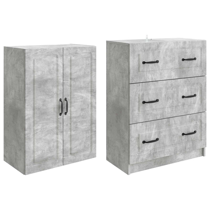 Skab Sæt 2 pcs Betongrå 66 x 34,5 x 87 cm Konstrueret træ