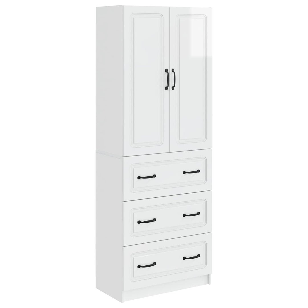 Skab Sæt 2 pcs Hvid højglans 66 x 34,5 x 87 cm Konstrueret træ