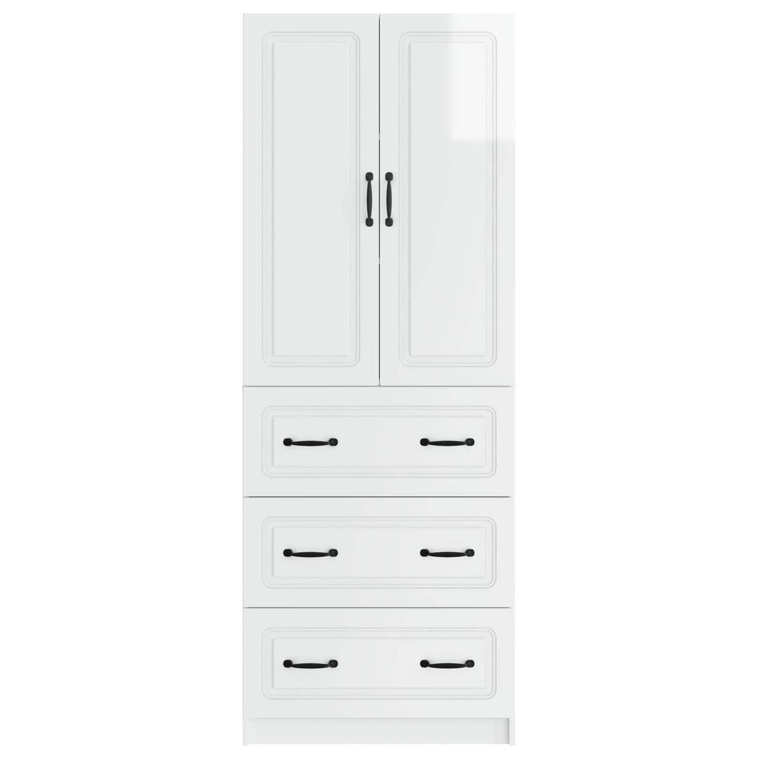Skab Sæt 2 pcs Hvid højglans 66 x 34,5 x 87 cm Konstrueret træ