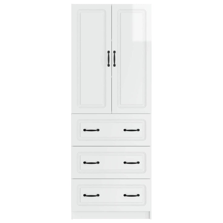 Skab Sæt 2 pcs Hvid højglans 66 x 34,5 x 87 cm Konstrueret træ