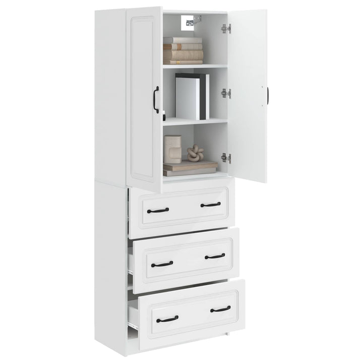 Skab Sæt 2 pcs Hvid højglans 66 x 34,5 x 87 cm Konstrueret træ