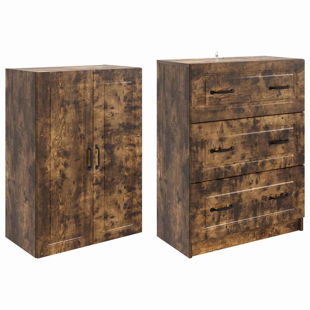 Skab Sæt 2 stk. 66 x 34,5 x 87 cm Konstrueret træ Røget eg