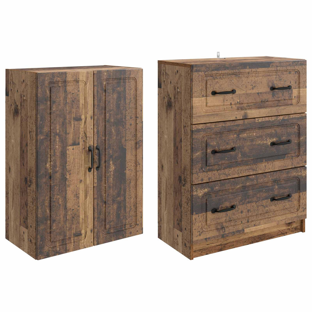 Skab Sæt 2 pcs Gammelt træ 66 x 34,5 x 87 cm Konstrueret træ