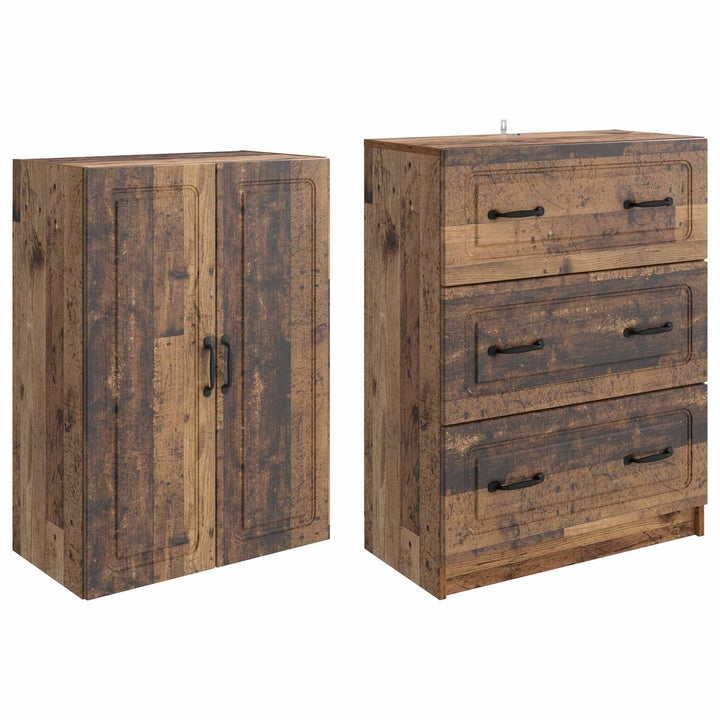 Skab Sæt 2 pcs Gammelt træ 66 x 34,5 x 87 cm Konstrueret træ