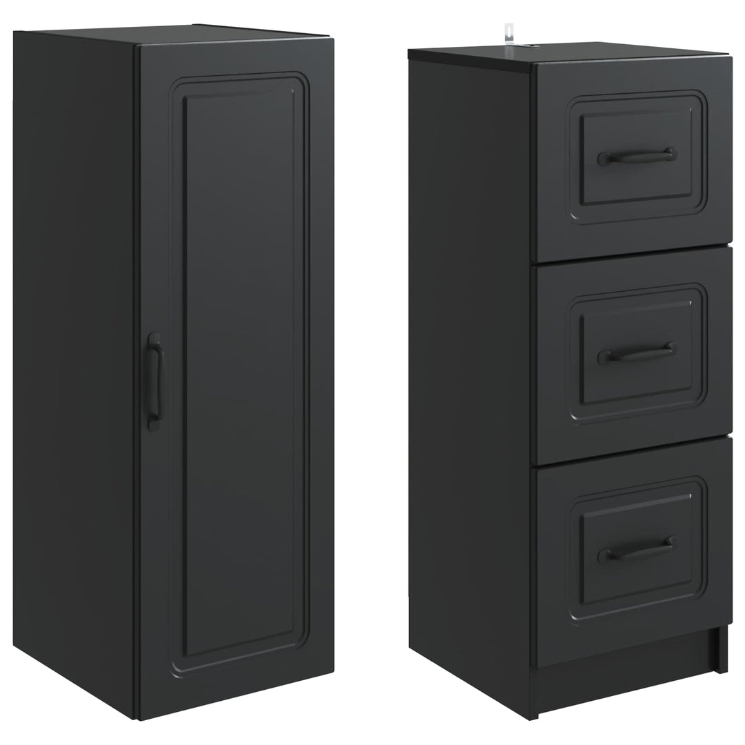 Skab Sæt 2 pcs Sort 33 x 34,5 x 87 cm Konstrueret træ