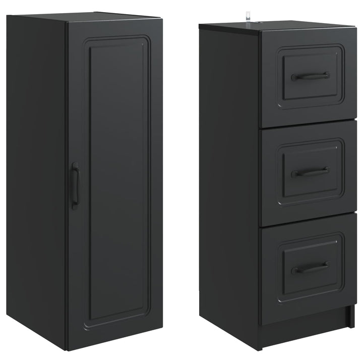 Skab Sæt 2 pcs Sort 33 x 34,5 x 87 cm Konstrueret træ