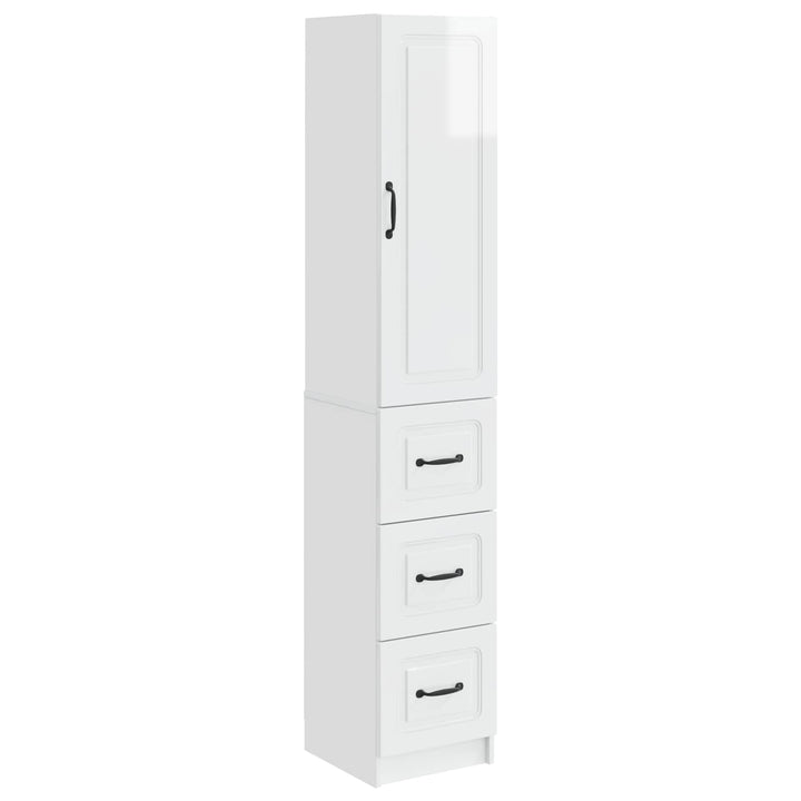 Skab Sæt 2 pcs Hvid højglans 33 x 34,5 x 87 cm Konstrueret træ