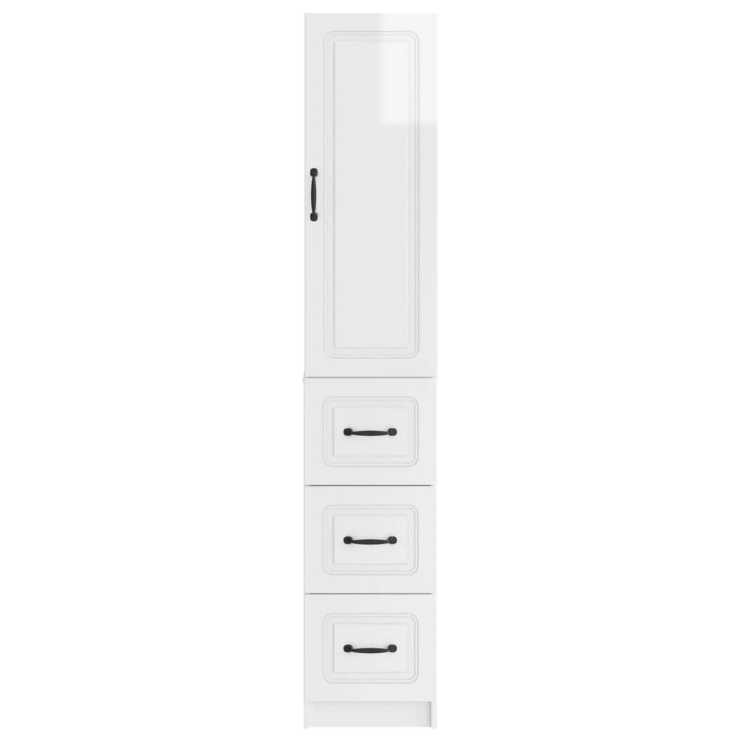 Skab Sæt 2 pcs Hvid højglans 33 x 34,5 x 87 cm Konstrueret træ